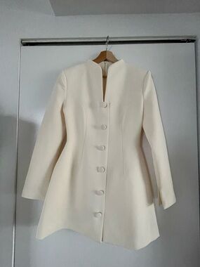 Odd Muse Cream Button Down long sleeve Dress